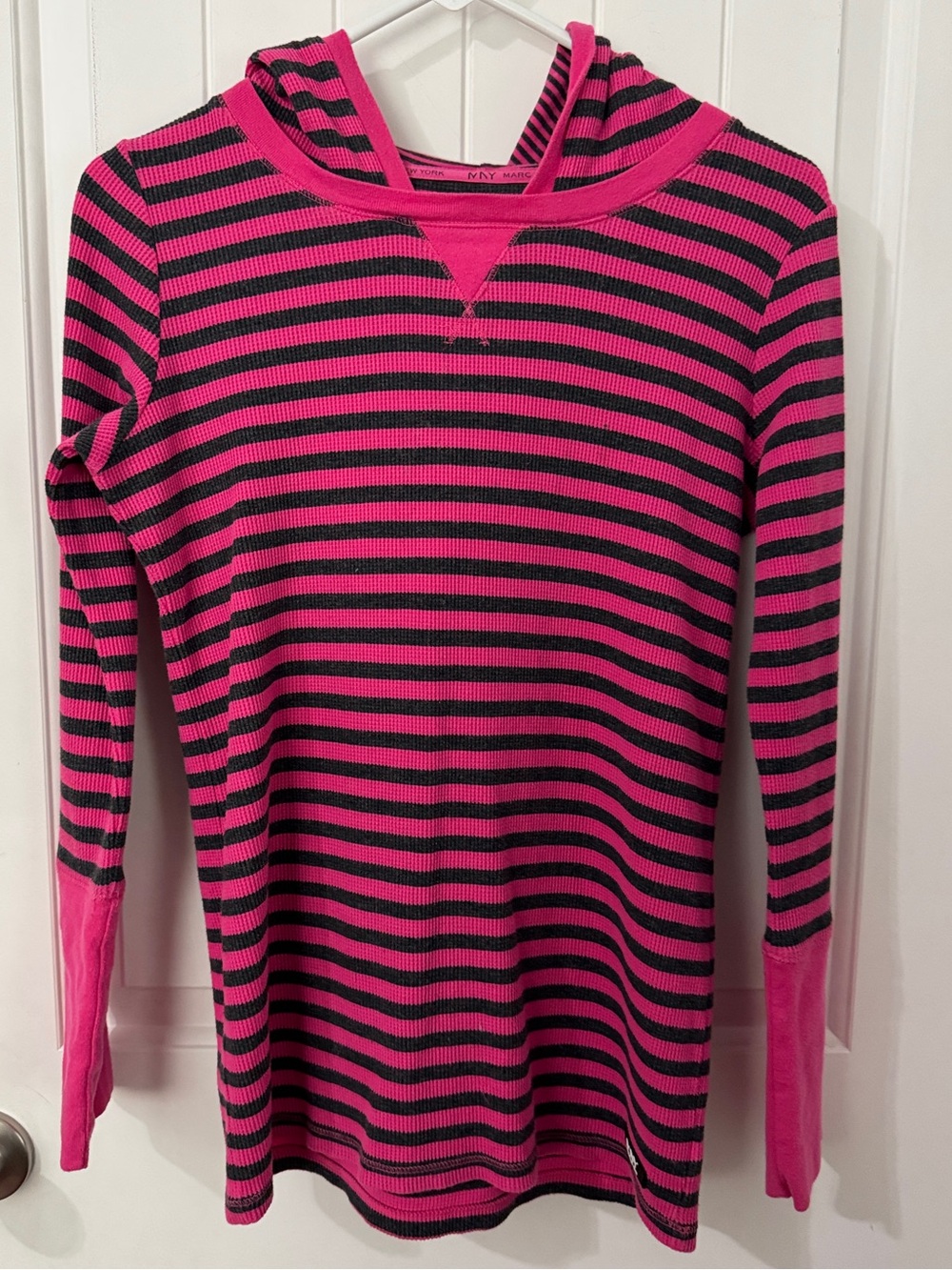 Y2K stripe magenta and dark gray sweater hoodie